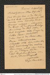 Nachlass Franz Steindachner, Postkarte von Gregor Bucchich an Franz Steindachner (14.05.1904), Inv.Nr. 63.01, Seite 1